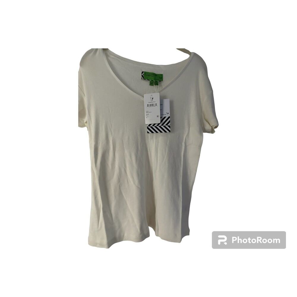 Sandrine Rose X Free People V-Neck T-Shirt Milk Women’s size M Semi Sheer